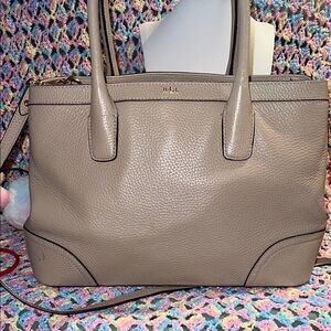 Ralph Lauren Pebbled Leather Tote in Taupe